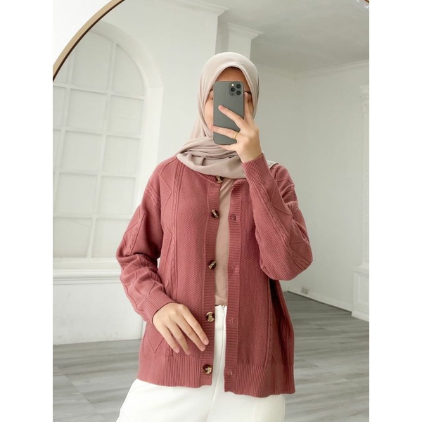 Cardigan Wanita NENCY KNIT Cardi Kardigan Rajut Outer Gardigan Korean Motif Polos Korea Baju Switer 