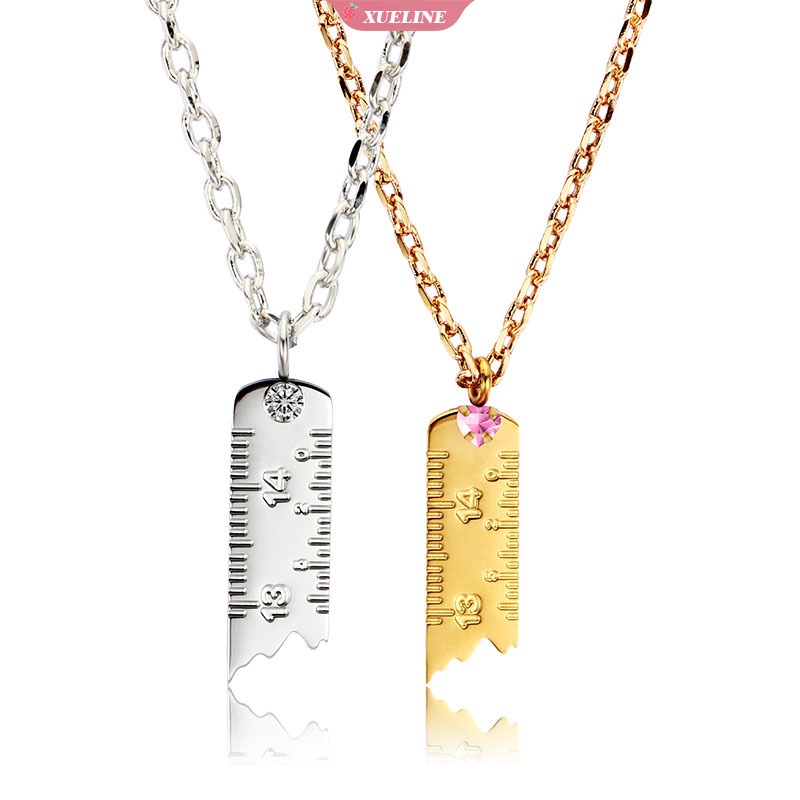 Kalung Penggaris Pria Dan Wanita titanium Anti Karat Liontin Perhiasan Kalung Cowok Cewek Remaja [ZXL]