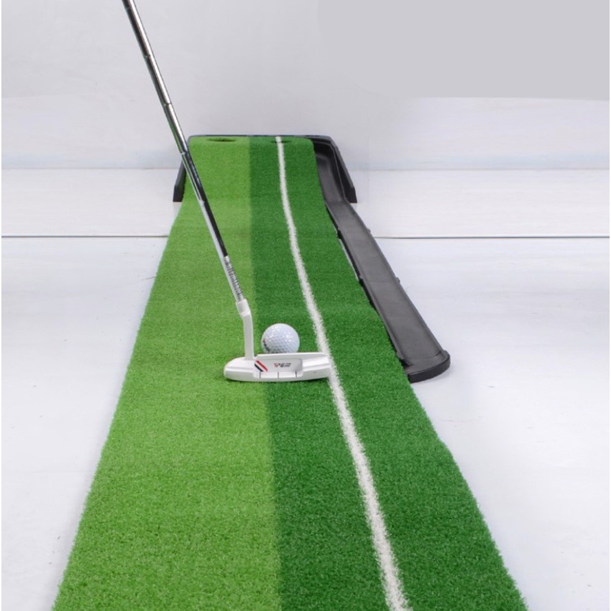 【 Gratis 3 Bola Golf 】2.5M Indoor Golf Puting Trainer Golf Portabel karpet Automatic Return Golf Practice putting mat OKK