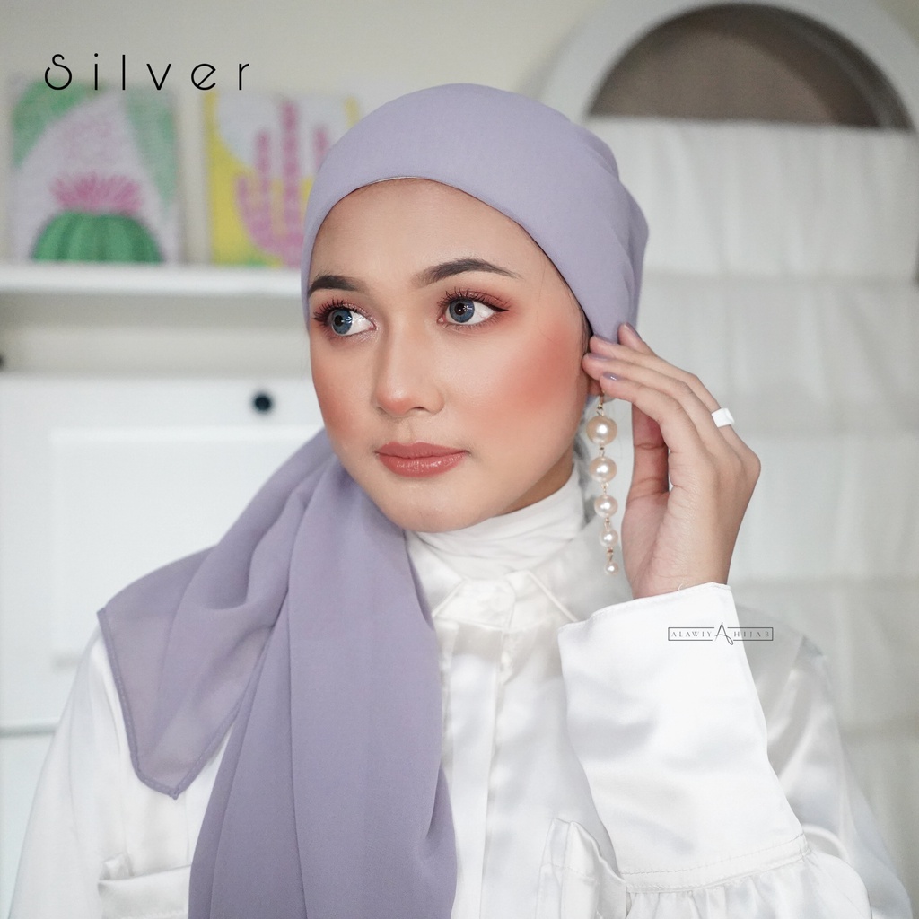 Dima Instant Pashmina Inner - Alawiyahijab Ceruty Babydoll (Hijab Instan 2IN1 Anti Pusing) 185cm X 75cm