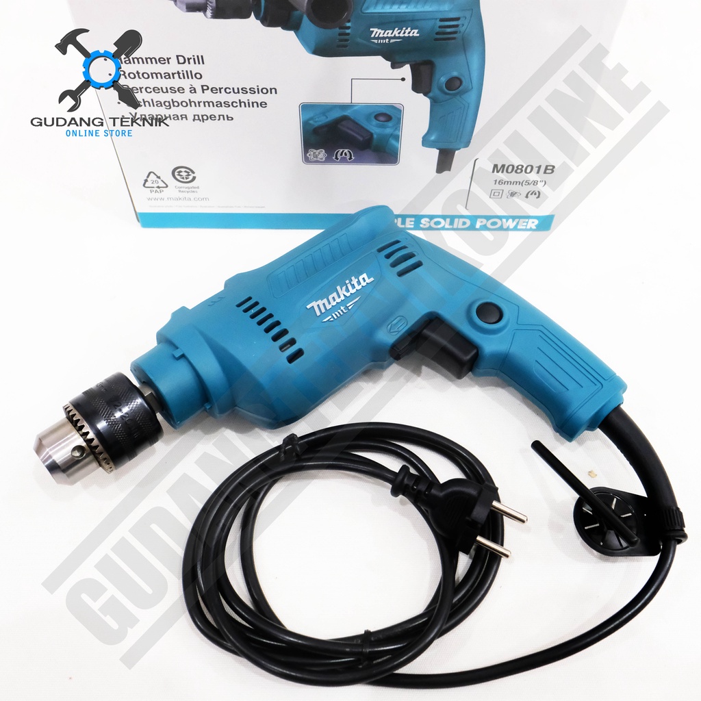 Mesin Bor Beton Besi 16mm MAKTEC MT80B MAKITA M0801B / Impact Drill Listrik 16 mm Bor Tembok Beton Kayu Besi MT 80 M 0801B