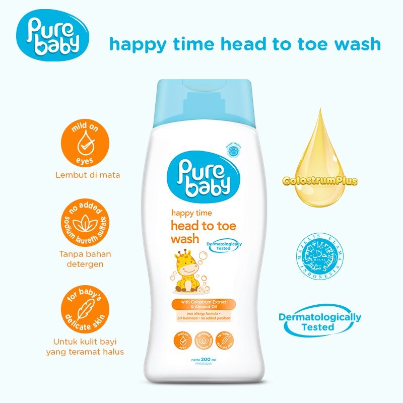 Pure Baby Head To Toe Wash 200Ml/Sabun dan shampo mandi bayi