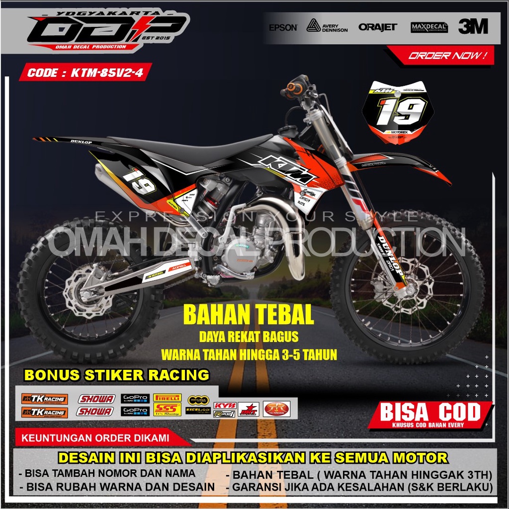 DECAL KTM 250 FULL BODY DEKAL BODY SET KTM 85 2013 - 2016 EXC 2020 NEW STICKER MOTOR KTM85 NEW STIKE