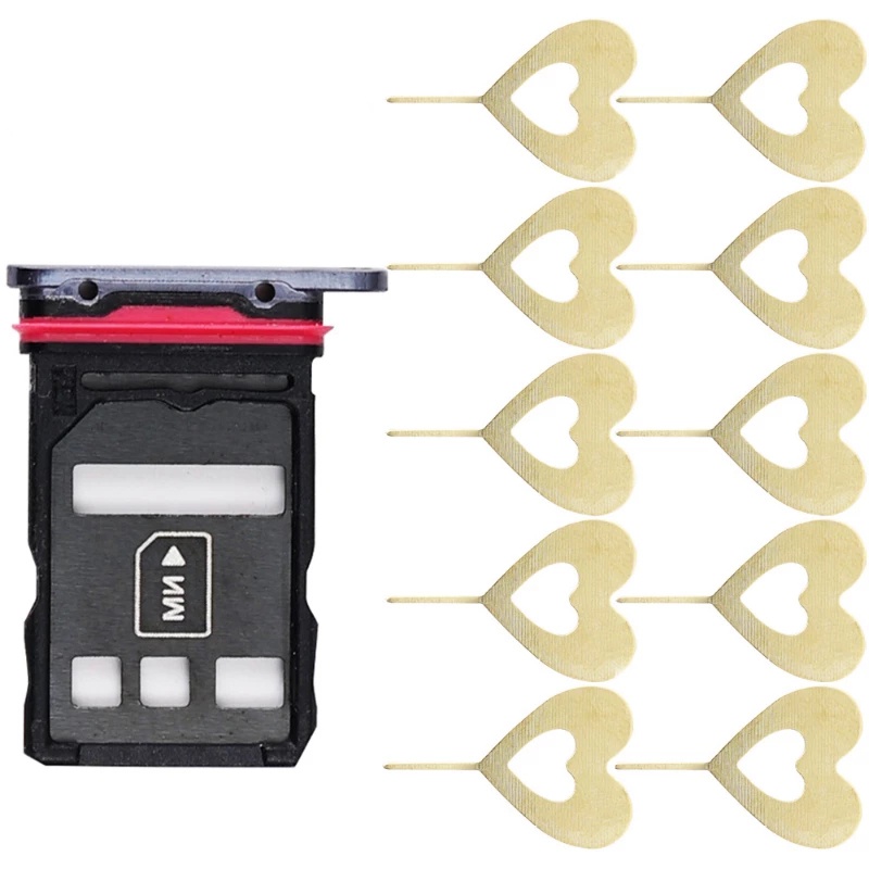 10 /20Pcs Universal Opening Pin SIM SD Card Tray Stainless Steel Alat Pengganti Emas Bentuk Hati Kunci Untuk Ponsel Jarum Mini Ejector