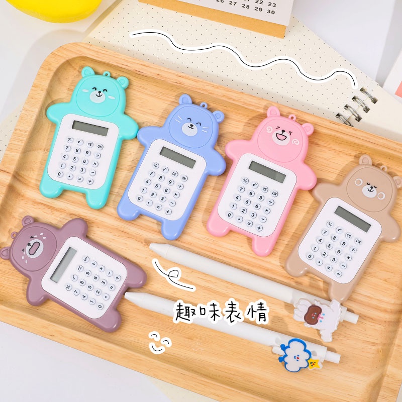 Calculator Mini Portable Motif Bear Kalkulator 8 Digit Warna Warni