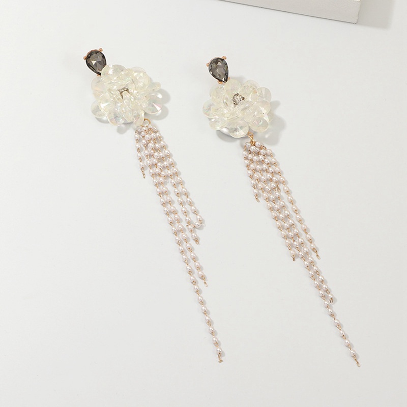 Fancyqube Geometris Ganda Mutiara Berlian Imitasi Anting Untuk Wanita Bijoux Golden Panjang Rumbai Menjuntai Earrings Statement Jewelry