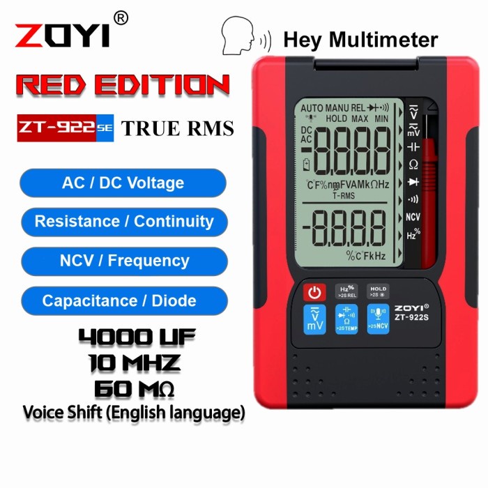 ZOYI ZT-922SE VOICE SPEAK ENGLISH MULTIMETER MULTITESTER AVOMETER D