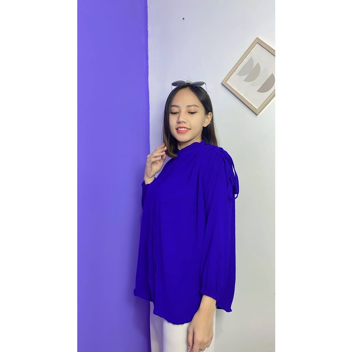 Tq88indonesia Fashion Baju Atasan Wanita Terbaru / GAVI LENGAN SERUT CRINCLE / Blus Polos Lengan Panjang / Busana Casual Cewek Terbaru / Ootd