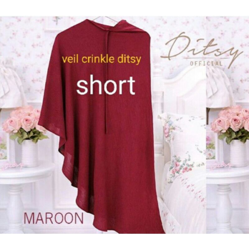 Ditsy Veil Crinkle Maroon Short