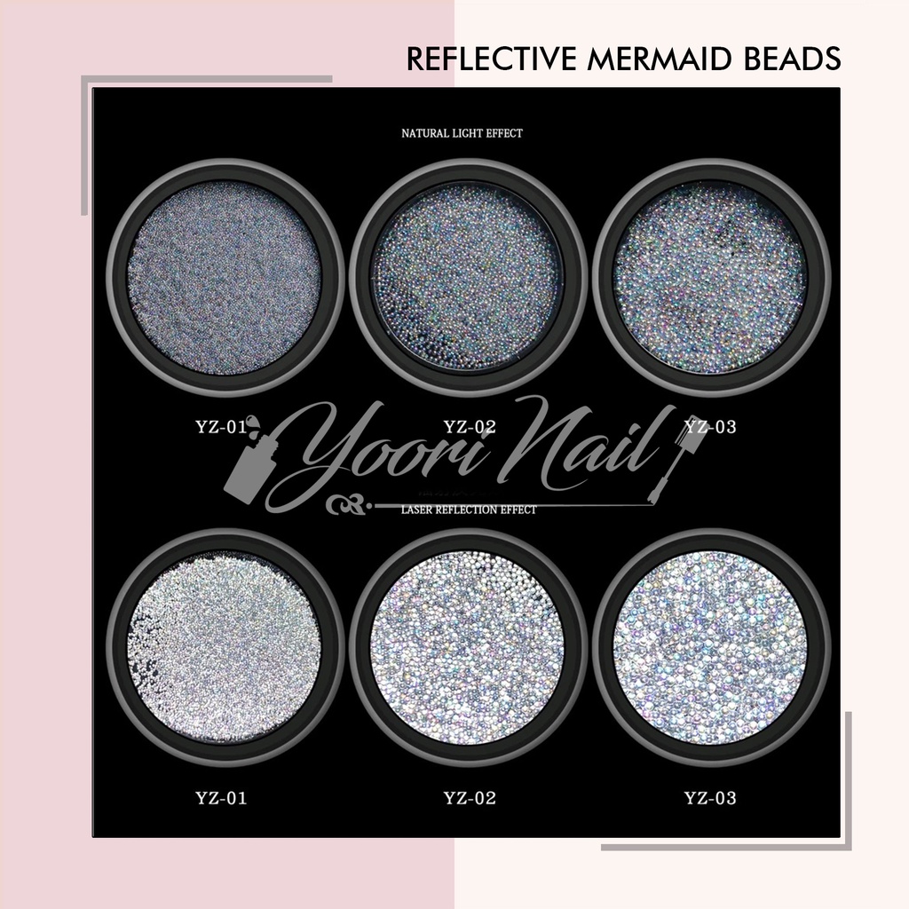 Reflective mermaid beads manik nail art reflective natural light effect reflective mermaid