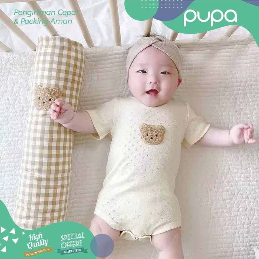 Guling Bayi Newborn Bordir Beruang Baby Bolster Pillow Bear Embroidery