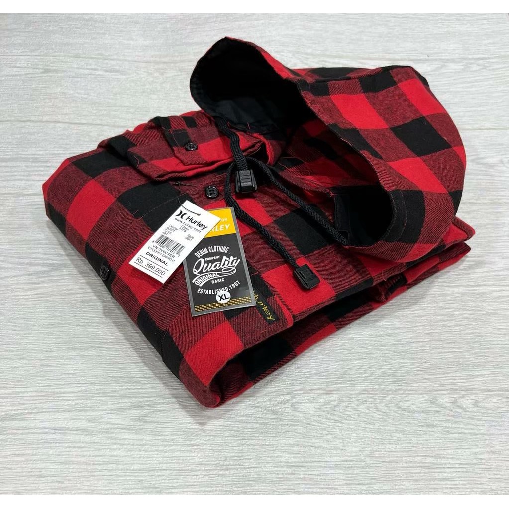 TERLARIS KEMEJA FLANNEL HOODIE PRIA/WANITA ORIGINAL M L XL PREMIUM QUALITY