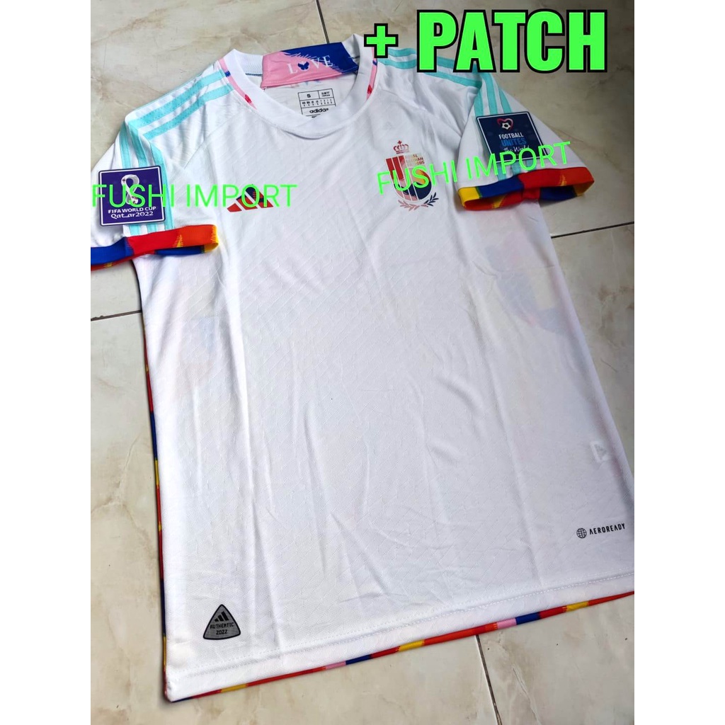 Jersey Baju Bola Belgia Away Full Patch EURO 2022 2024 Grade Ori