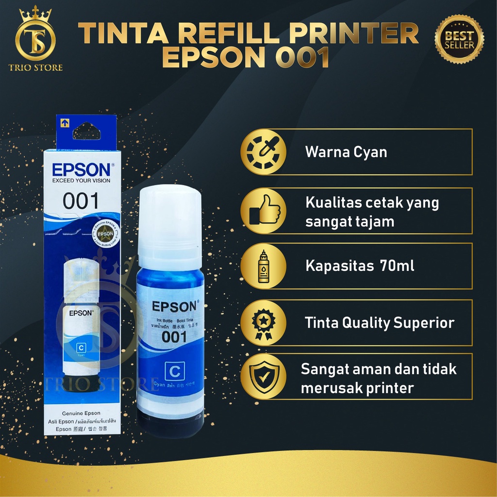 1 SET 4 PCS Tinta Epson 001 For Printer L4150 L4160 L6160 L6190 Premium