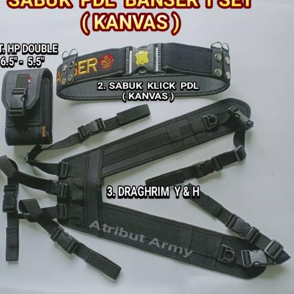 Harga Spesial SABUK PDL KANVAS FULLSET Draghrim & Tempat hp Security banser Perlengkapan Atribut Sat