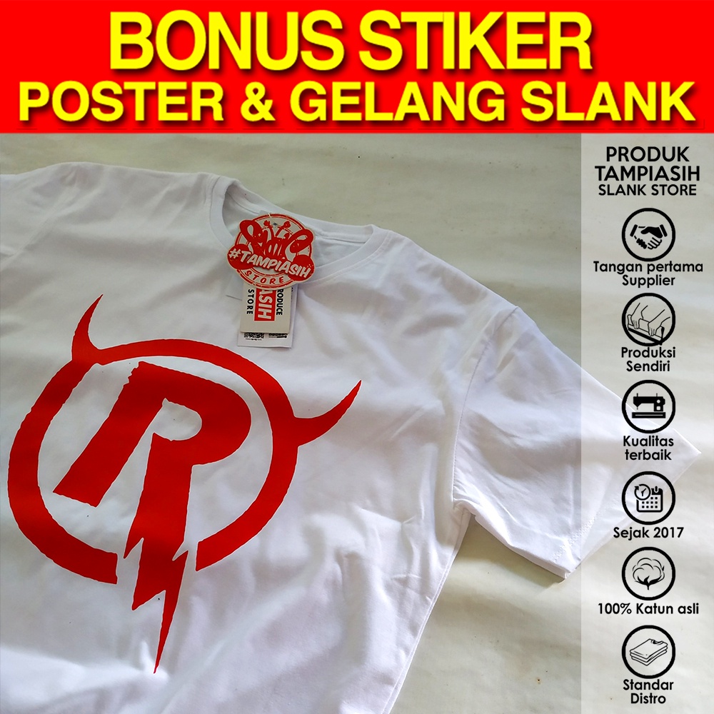 RIDHO SLANK - PUTIH MERAH - LENGAN PENDEK - 100% ORIGINAL MADE IN SLANKERS - BAJU KAOS SLANK - TAMPI