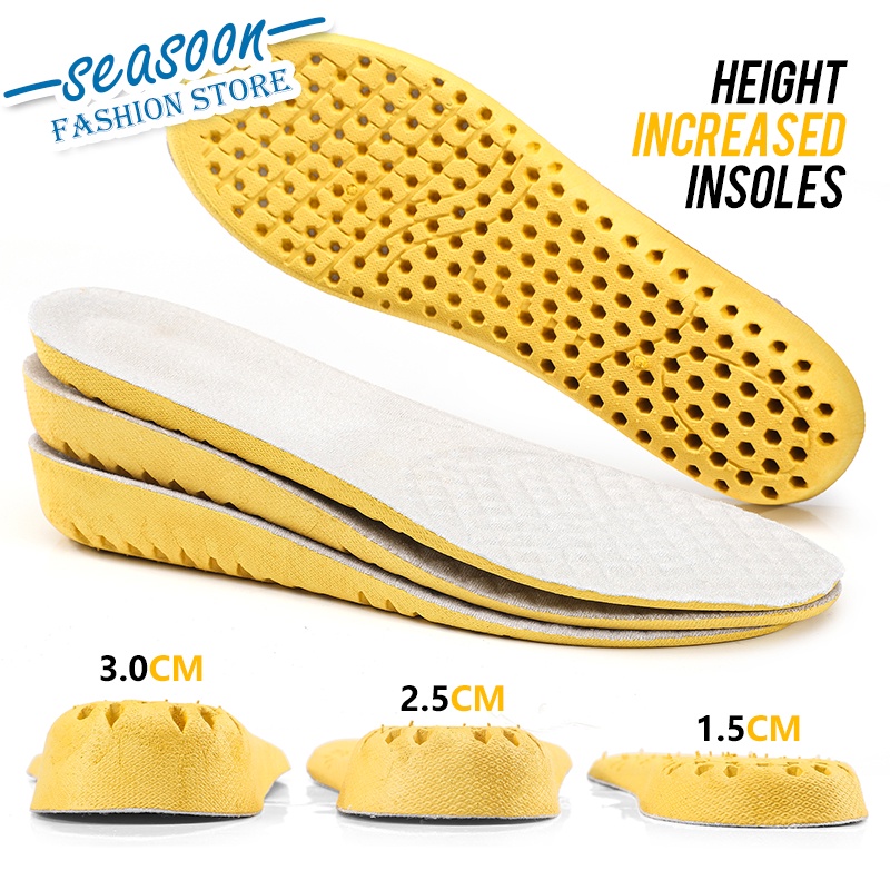 Sepasang Insole Sisipan Sepatu Penambah Tinggi Badan Instan Untuk Pria dan Wanita Pilihan Tinggi 1.5cm / 2.5cm / 3cm