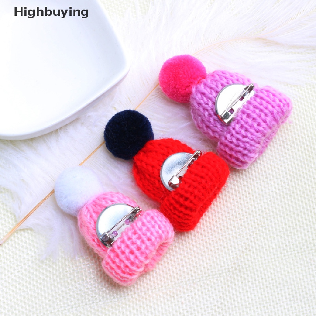 Hbid Kreatif Lucu Warna-Warni Mini Topi Rajut Bros Hairball Hias Natal Tahun Baru Hadiah Sweater Jaket Kerah Korsase Pin Lencana Perhiasan Accessorie Glory