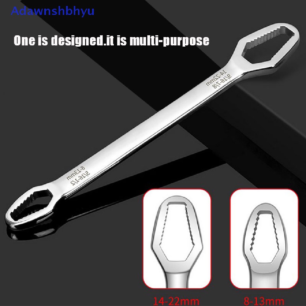 Adhyu 8mm-22mm Self-Tening Double End Multi Fungsional Universal Cr Vandium Wrench ID