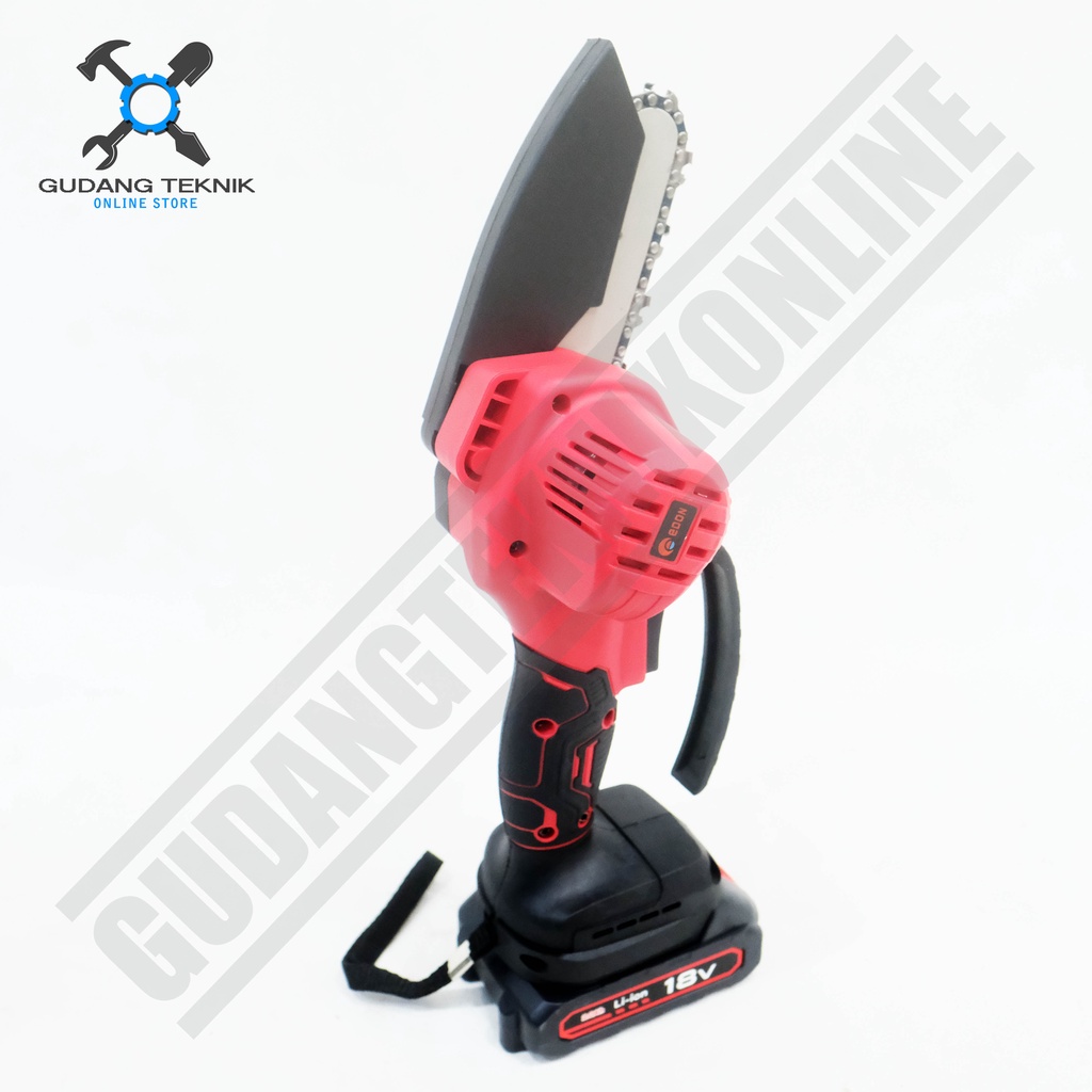 Mesin Chainsaw Mini 4&quot; 6&quot; CORDLESS EDON 18V / Mesin Gergaji Potong Kayu 4 6 Inch BATERAI - Chain Saw BATTERY EDON