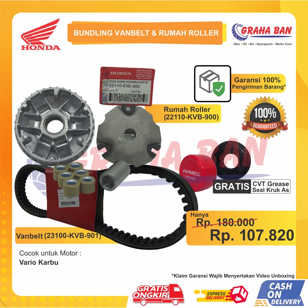 Jual PAKET RUMAH ROLLER SET VARIO KARBU & VANBELT V BELT VARIO 110