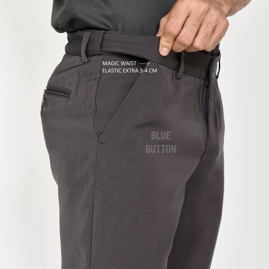 BlueButton Smart Trouser Ankle Pants Air Celana Bahan Panjang Pria Formal Kerja Kantor - Black