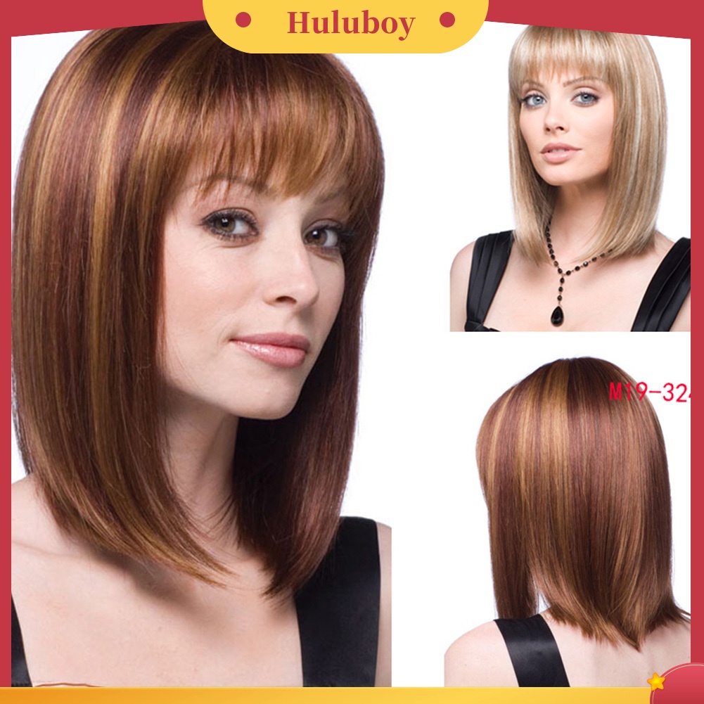 Wig Poni Model Bob Pendek Lurus Natural Untuk Aksesoris Cosplay Wanita