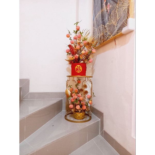 Pohon Bunga Hoki Imlek / Dekorasi Sakura Meihua Imlek / Bunga Bucket Imlek Peach Orange Meihua Willow CNY / Artificial Flower Bucket Imlek