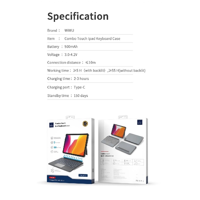 WIWU Combo Touch iPd Keyboard Case - for iPd 10.2 - 10.5