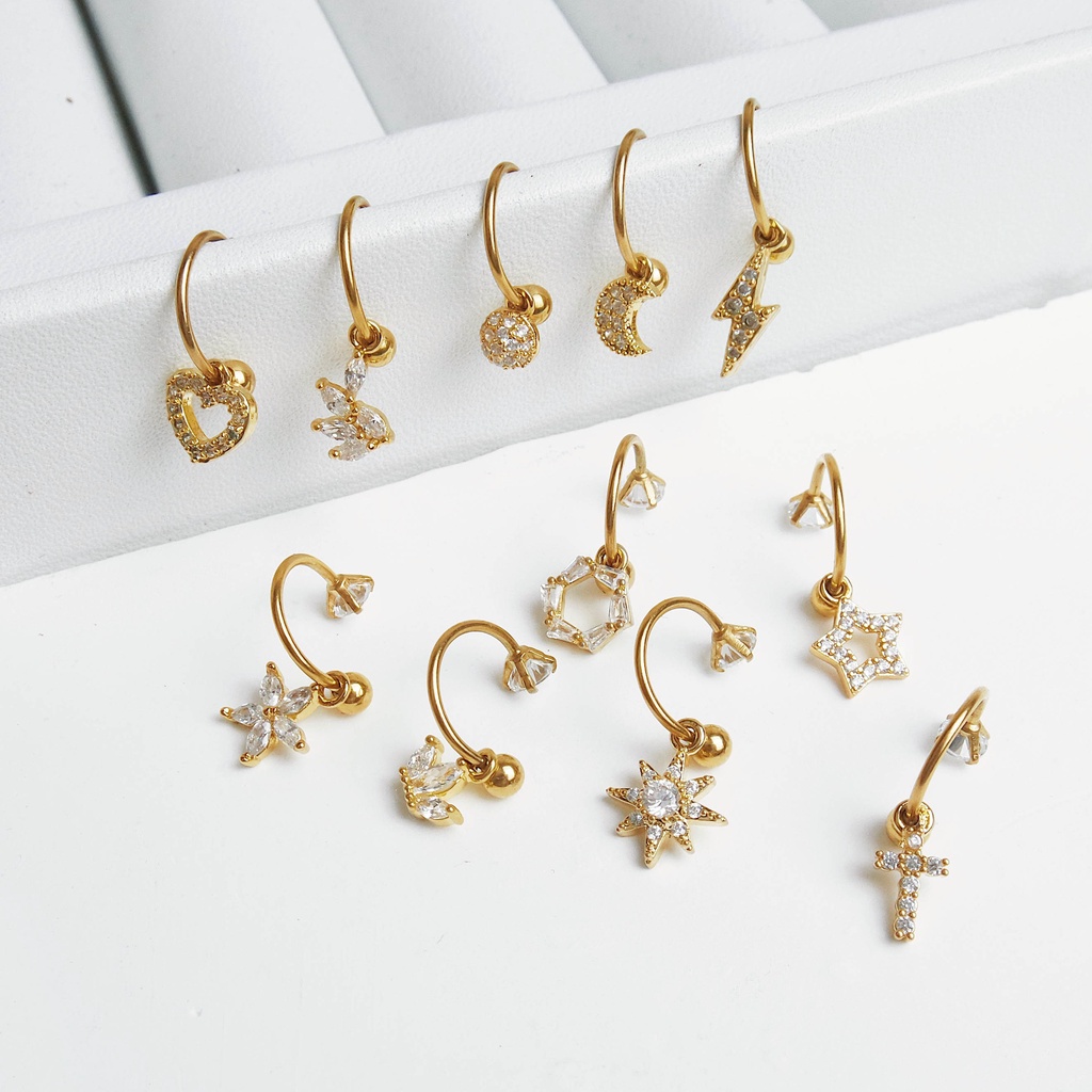 1552 / 1553 - (HARGA 1 BIJI) ANTING PIERCING KARAKTER TINDIKAN HELIX TRAGUS - STAINLESS STEEL