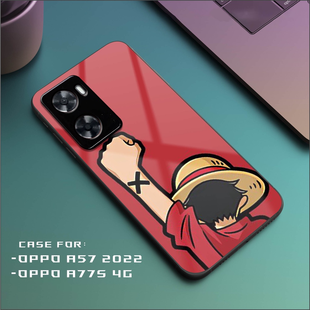 Casing Oppo A57 2022 - OPPO A77S Hardcase 2D Glossy Case Motif ONE PIECE OP
