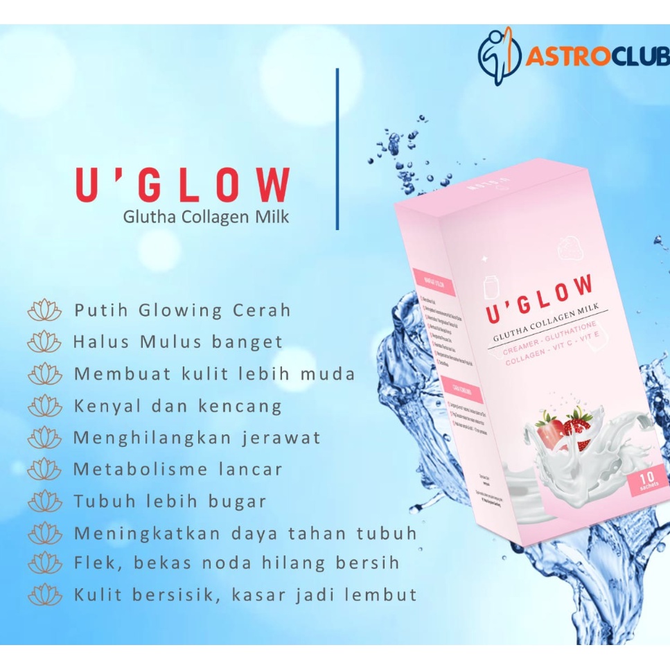 Original U Glow Glutha Collagen Milk Susu Pemutih Tubuh