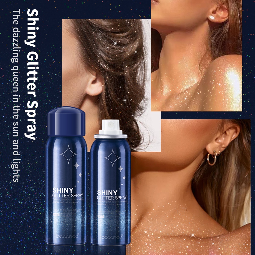 Face Body Glitter Spray Sparkly Shimmery Glow Highlighter Long Lasting Holographic Powder Sprays For Halloween Festival Party Make up Glitter 60ml