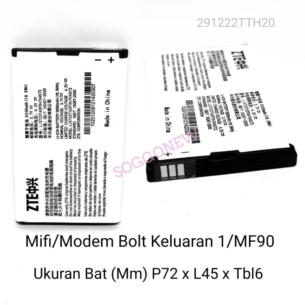 Baterai Battery Modem Wifi Mifi Bolt MF90 Zte Bolt MF 90 Double IC