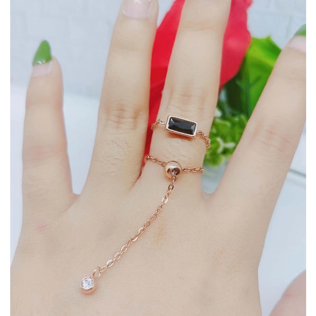 Titanium Cincin Serut Permata Perhiasan Fashion