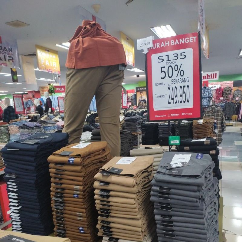 celana chinos pria s135 benhill scouth celana slim fit ori [free gift] tebal