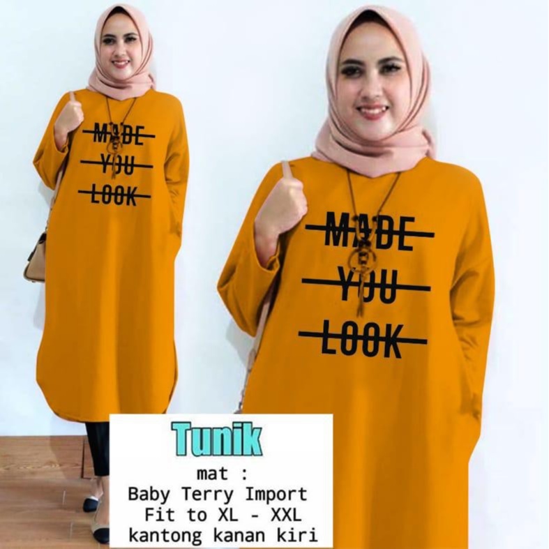 TUNIK MADE YOU LOOK / TUNIK MAMACHI / TUNIK POLOS/ TUNIK CEWEK / TUNIK PANJANG / TUNIK MUSLIM