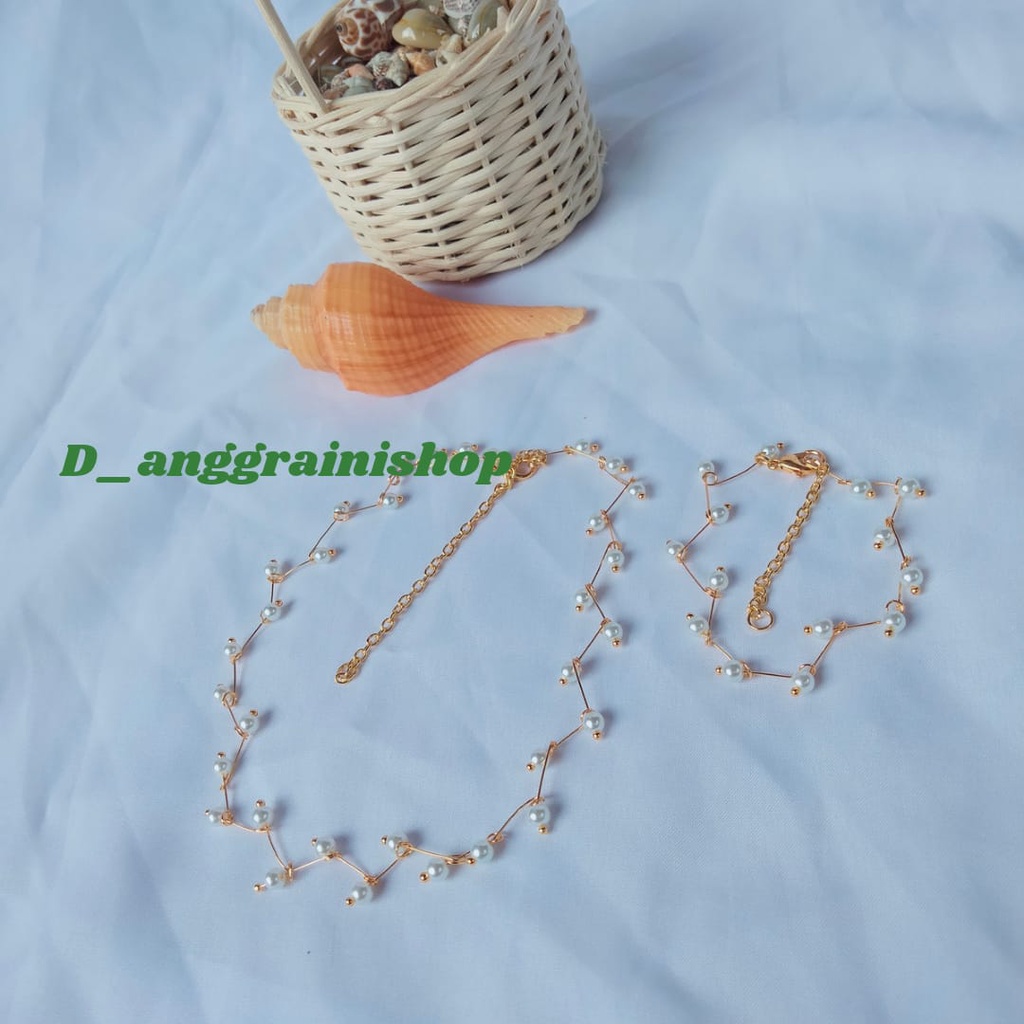 Kalung Mutiara rantai, kalung chooker wanita  korean style , necklace korea, premium quality bisa oneset dengan gelangnya