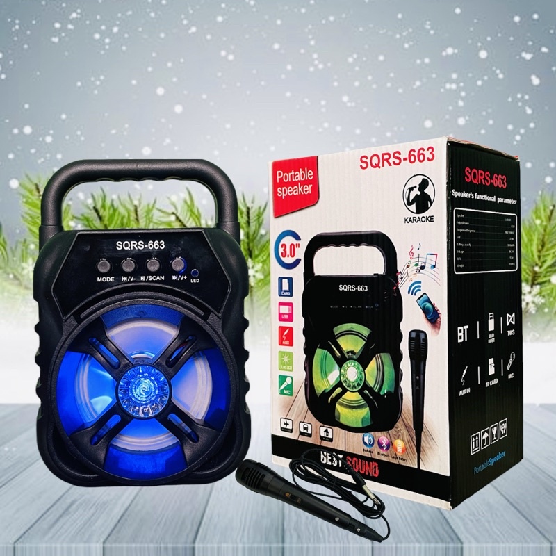 Speaker Bluetooth + Mic karaoke SQRS-663 Speaker Portable Bluetooth Karaoke