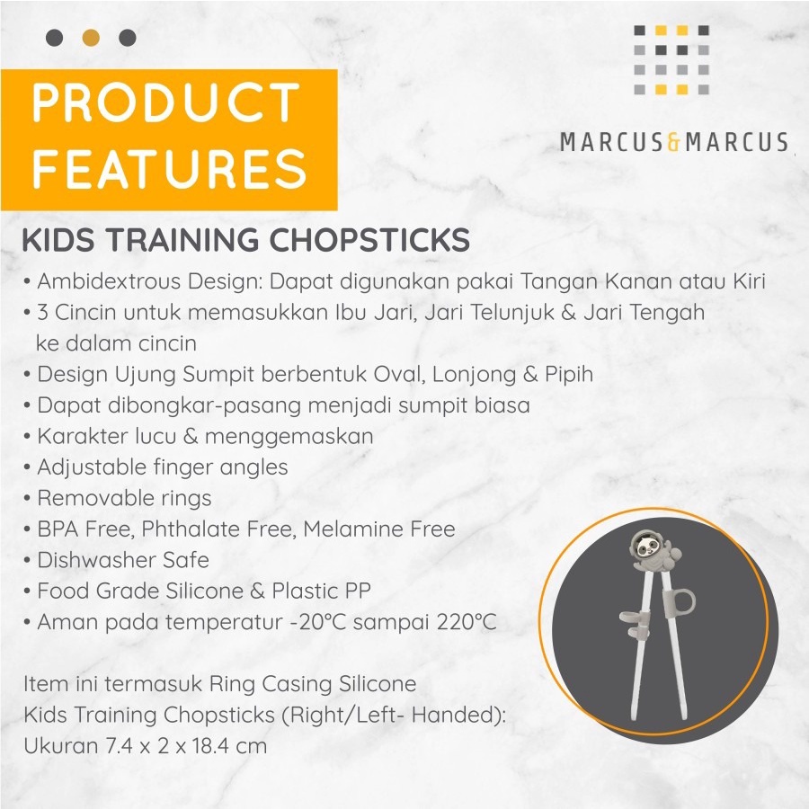 Marcus and Marcus | Kids Training Chopsticks Gray Panda