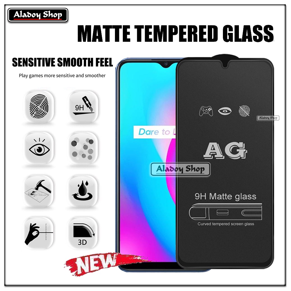 Paket 3IN1 Tempered Glass Layar Matte Anti Glare Realme C15 Free Tempered Glass Camera dan Skin Carbon