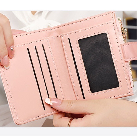 DOMPET LIPAT WANITA IMPORT MINI KULIT PINK FULVILA MURAH WA621P3 KOREA CEWEK KECIL SLOT KARTU RESLETING KOIN SIMPLE LUCU REMAJA KEKINIAN FASHION PREMIUM BRANDED