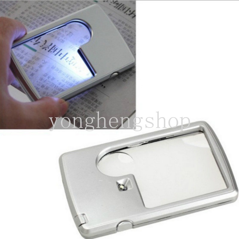 3x 6X Mini Card Type LED Magnifier Untuk Lansia Loupe Genggam Dengan Kulit Case Kaca Pembesar Baca Portabel Ultra-Tipis Dengan Lampu LED