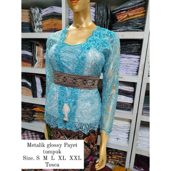 Kebaya Jadi Brokat Prancis Metalic Glossy Payet Tumpuk