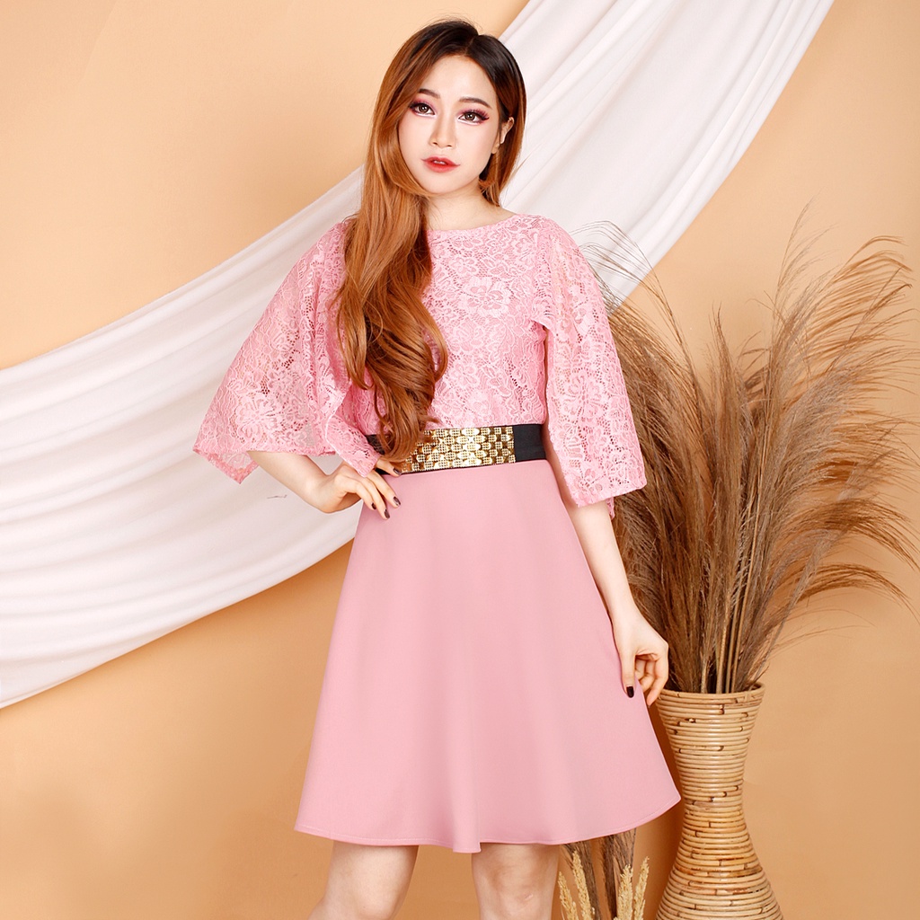 Kathryn collection # 121,  Dres scuba import premium kombinasi brukat gliter free belt