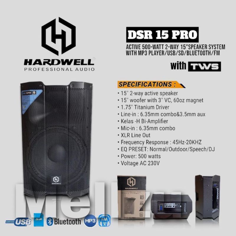 Speaker Aktif Hardwell DSR 15 PRO Original 15 inch Hardwell DSR15PRO