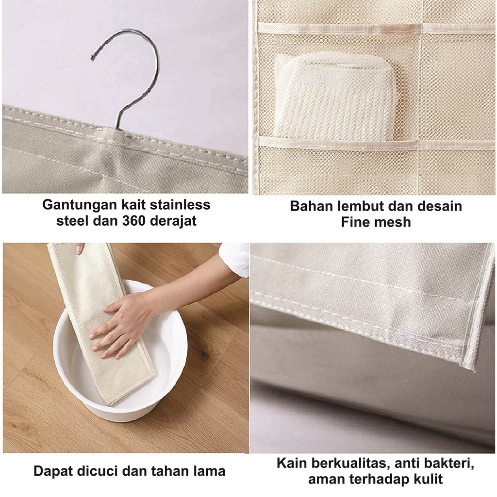 Gantungan organizer underwear pakaian dalam bra celana dalam 2 sisi gantung - 30 pouch