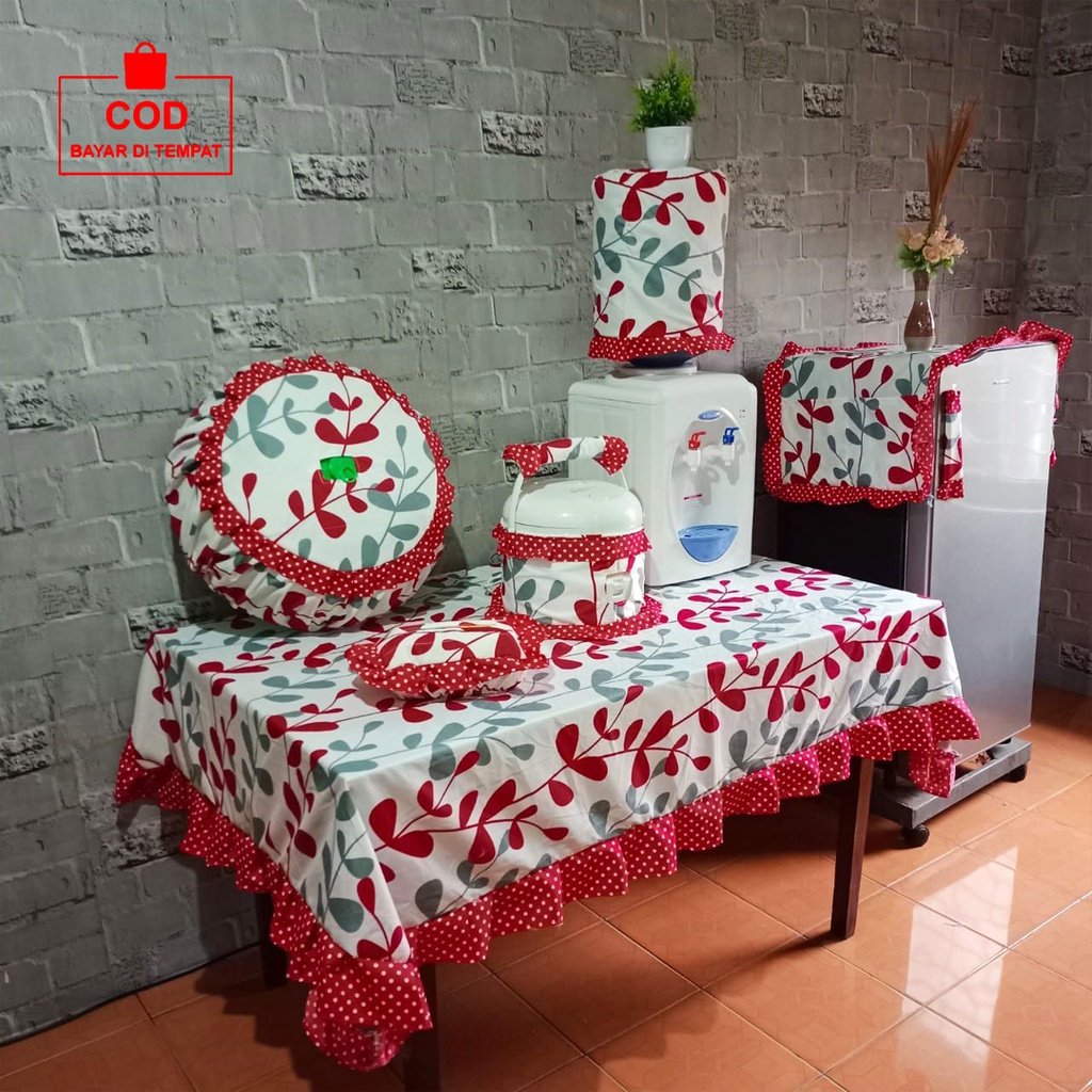 ✅COD Grosir Kitchen Set Isi 8 Pcs Taplak Meja Makan Kain Katun Sarung Cover Tutup Kulkas Kotak Tempat Tisu Tissue Tisue Tissu Galon Mejikom Tudung Saji Bulat Perlengkapan Home Decor Dekor Dekorasi Dapur Rumah Tangga Promo Murah