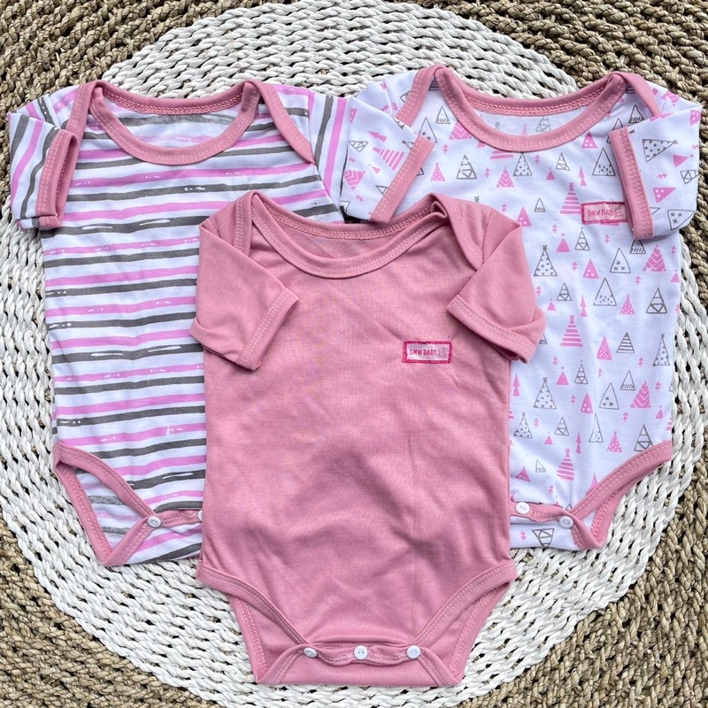 3Pcs Jumper Bayi Bodysuit Motif Full Sablon Jumper Bayi Newborn  DNW BABY