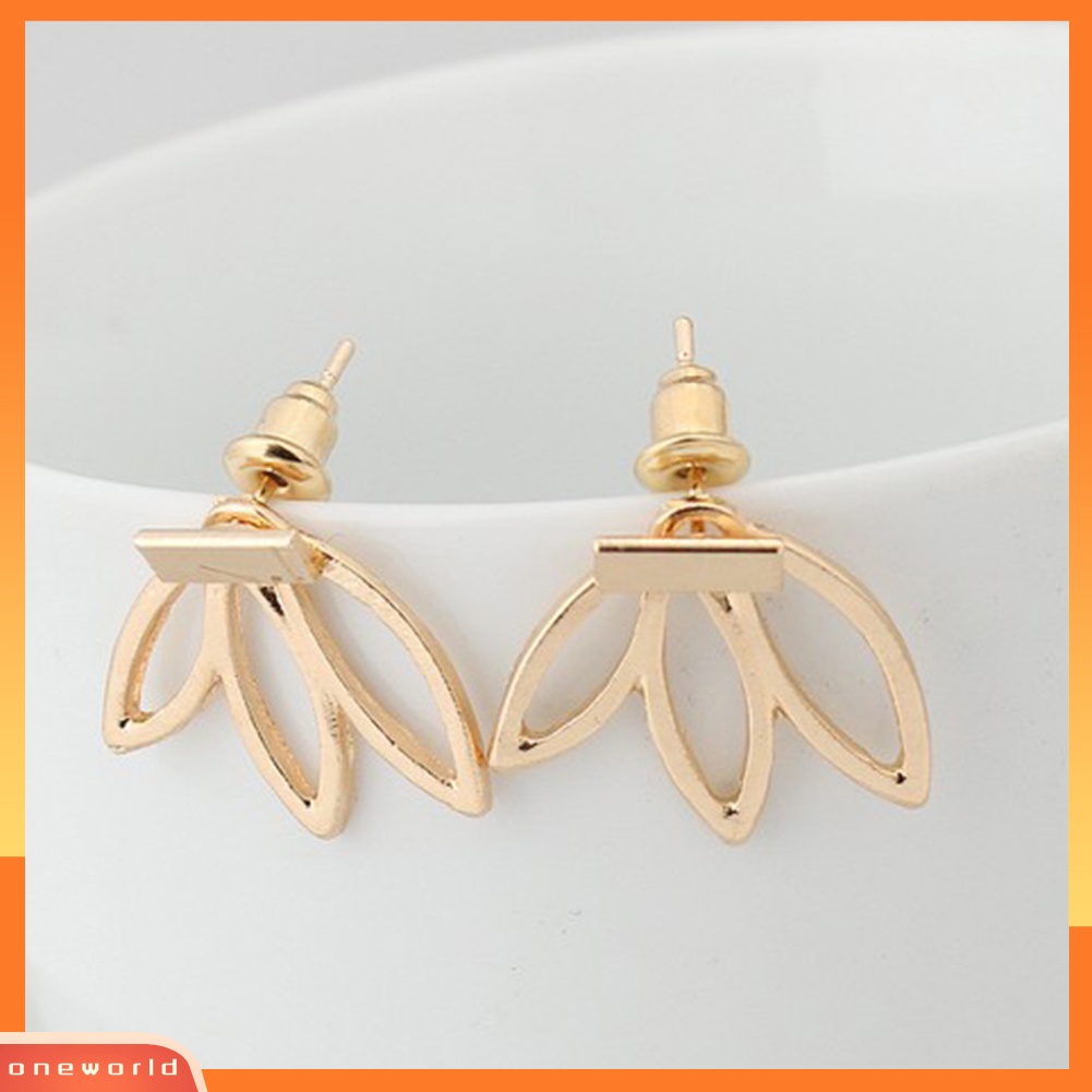 [WONE] Fashion Wanita Berongga Lotus Ear Studs Piercing Jalan Pesta Anting Perhiasan Halus